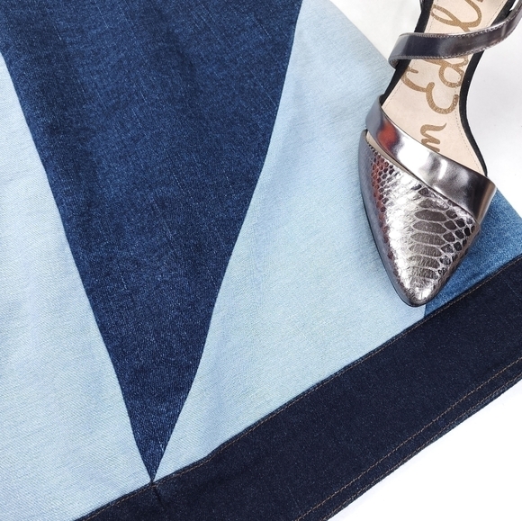 NEW Intermix Luxury Brand Blue Denim Front Zippered Skirt Sz 4 - Picture 5 of 13